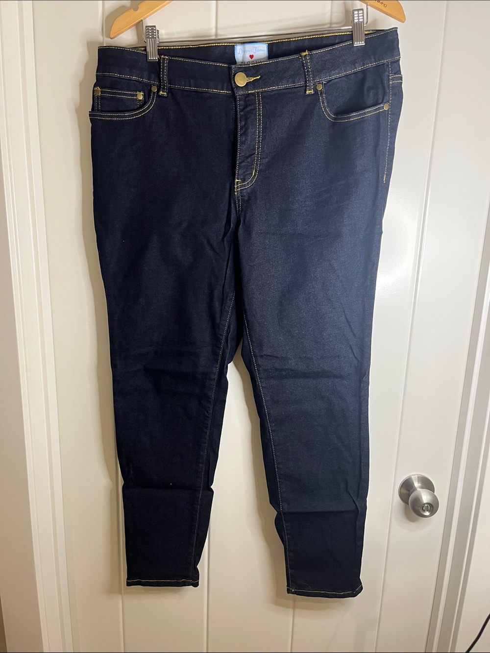 Eloquii Dark Blue Slim Women’s Jeans with Contrast Stitching